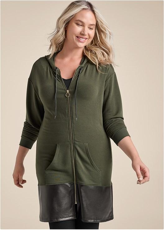 Faux-Leather Tunic Jacket Product Image