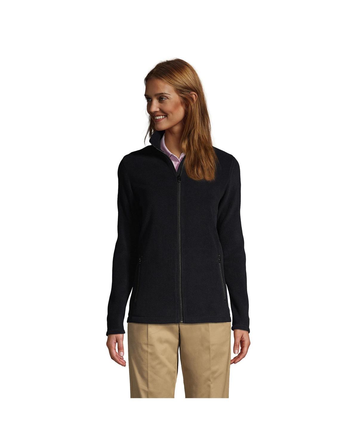 Womens Lands End Full-Zip Long Sleeve Fleece Jacket Dark Red Product Image