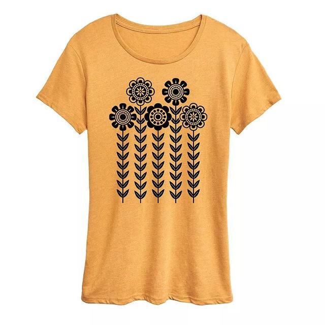 Womens Scandinavian Flowers Flowy Tee Grey Royal Blue Product Image