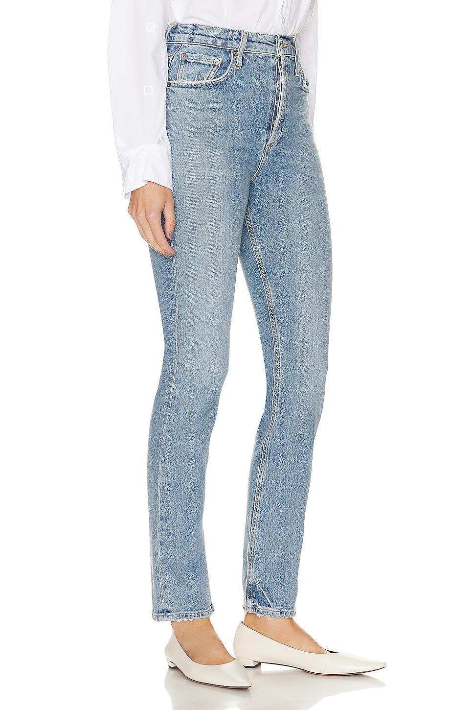 AGOLDE Freya Ultra High Rise Slim in Blue. Size 32, 34. Product Image