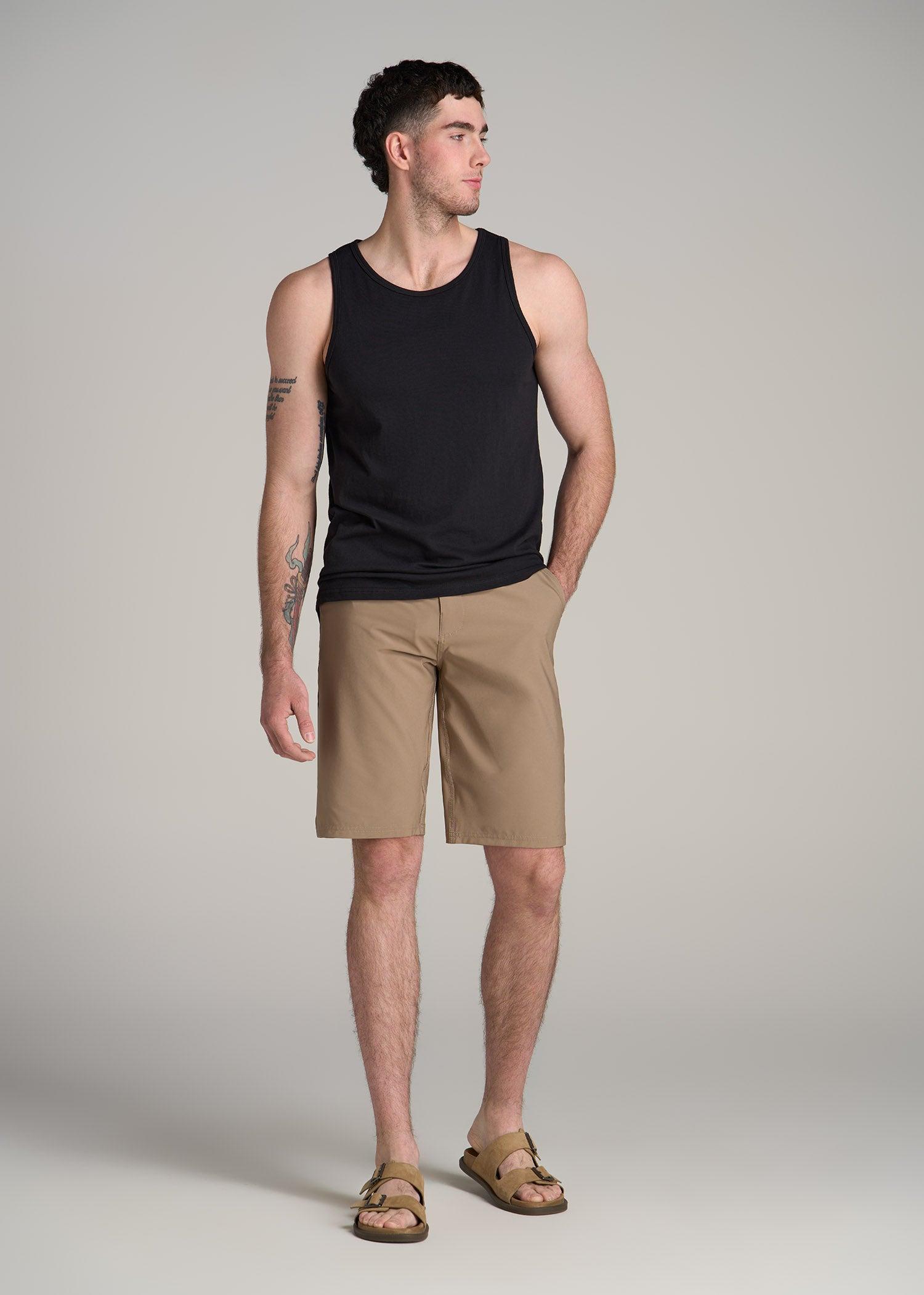 The Essentials: Men's Tall SLIM-FIT Beach Tank Top in Black Male Product Image