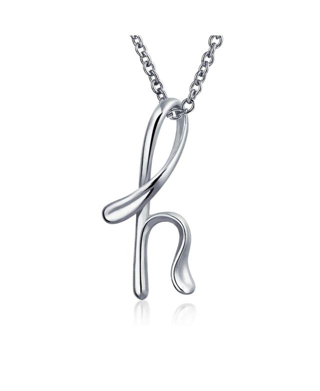 Bling Jewelry Letter H Cursive Alphabet Script Initial Pendant Necklace For Women .925 Sterling Silver 18 Inches Product Image