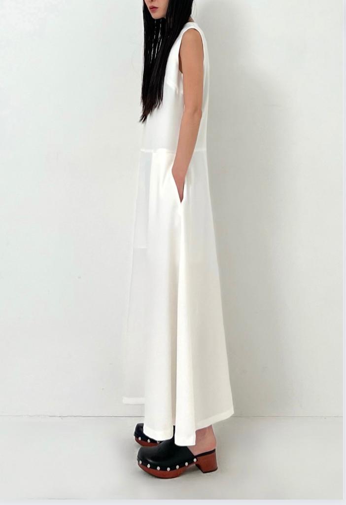 Classic Midi Dress in White Product Image