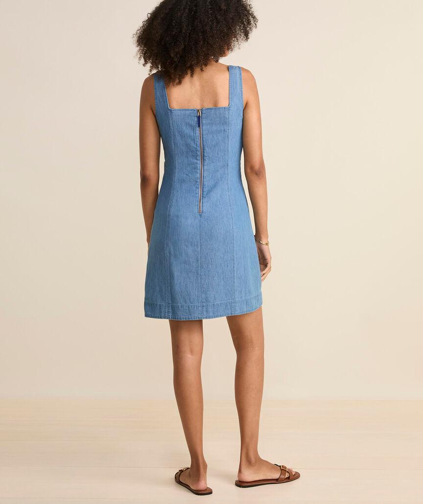 Chambray Square Neck Shift Dress Product Image