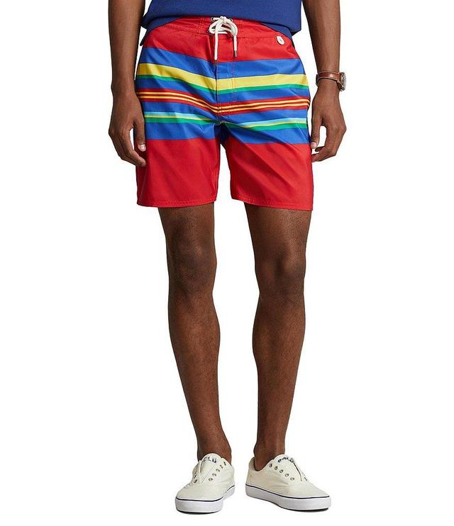 Polo Ralph Lauren Striped 7.25#double; Inseam Swim Trunks Product Image