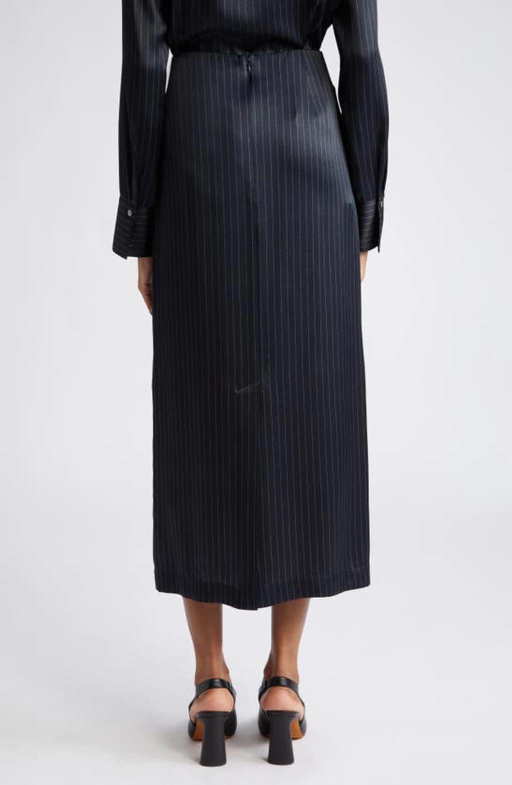 VINCE Slim Midi Pinstripe Pencil Skirt In Multi Product Image