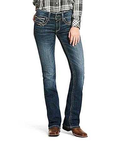 Ariat R.E.A.L Mid Rise Stretch Denim Embroidered Pocket Bootcut Jeans Product Image