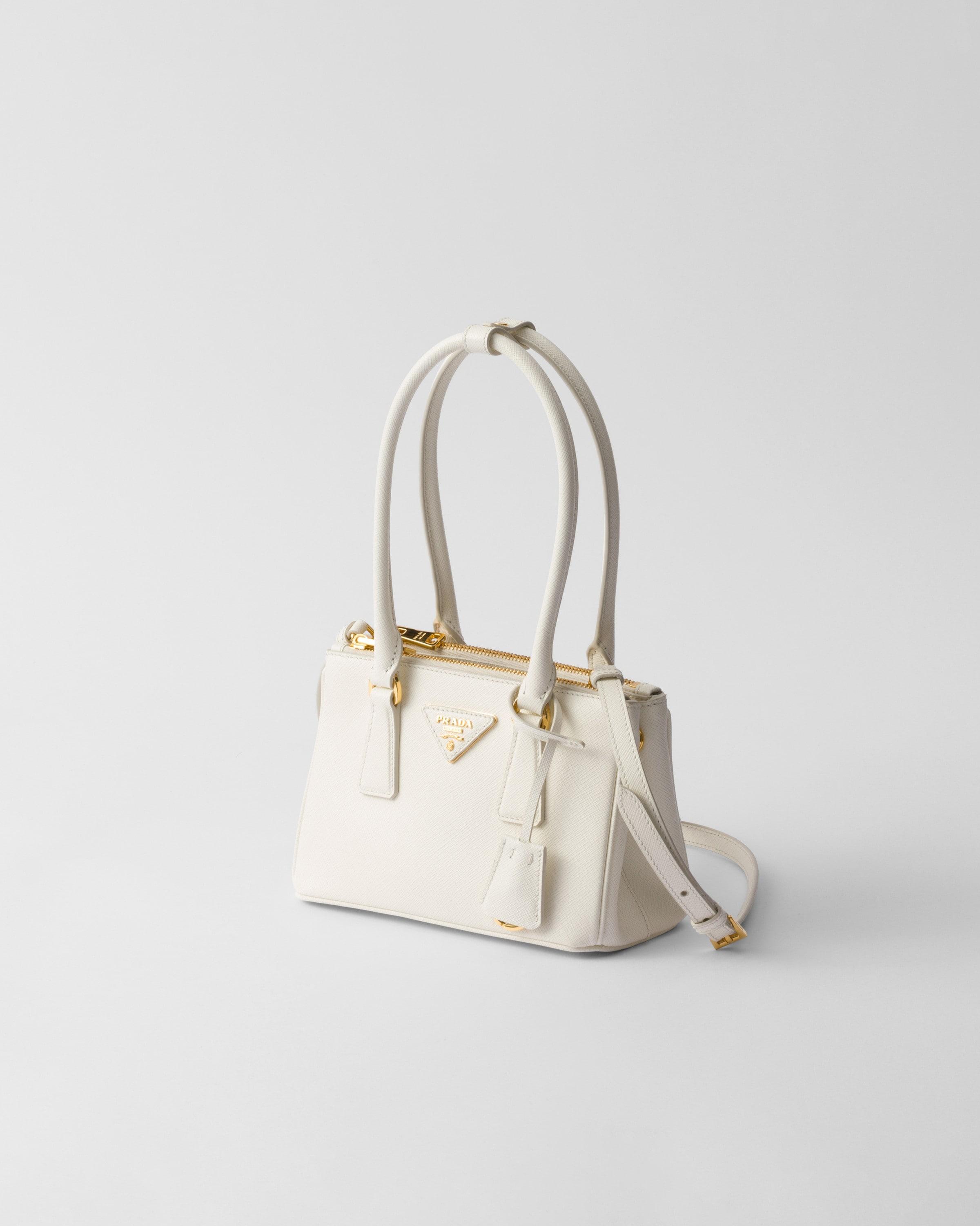 PRADA Galleria Mini Bag Aus Saffiano-leder In White Product Image