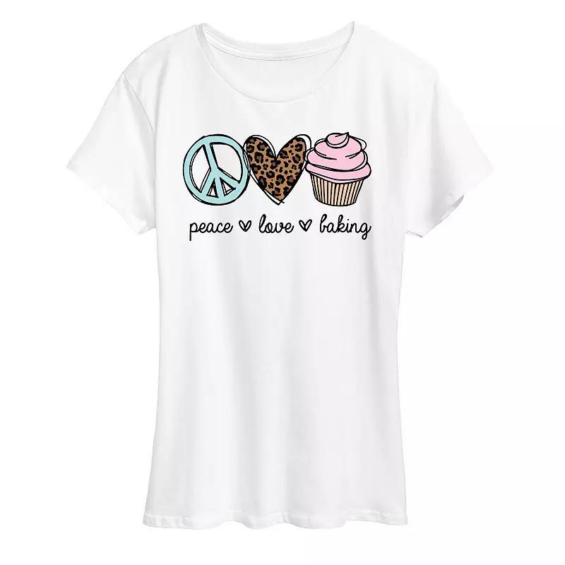 Womens Peace Love Baking Graphic Tee Product Image