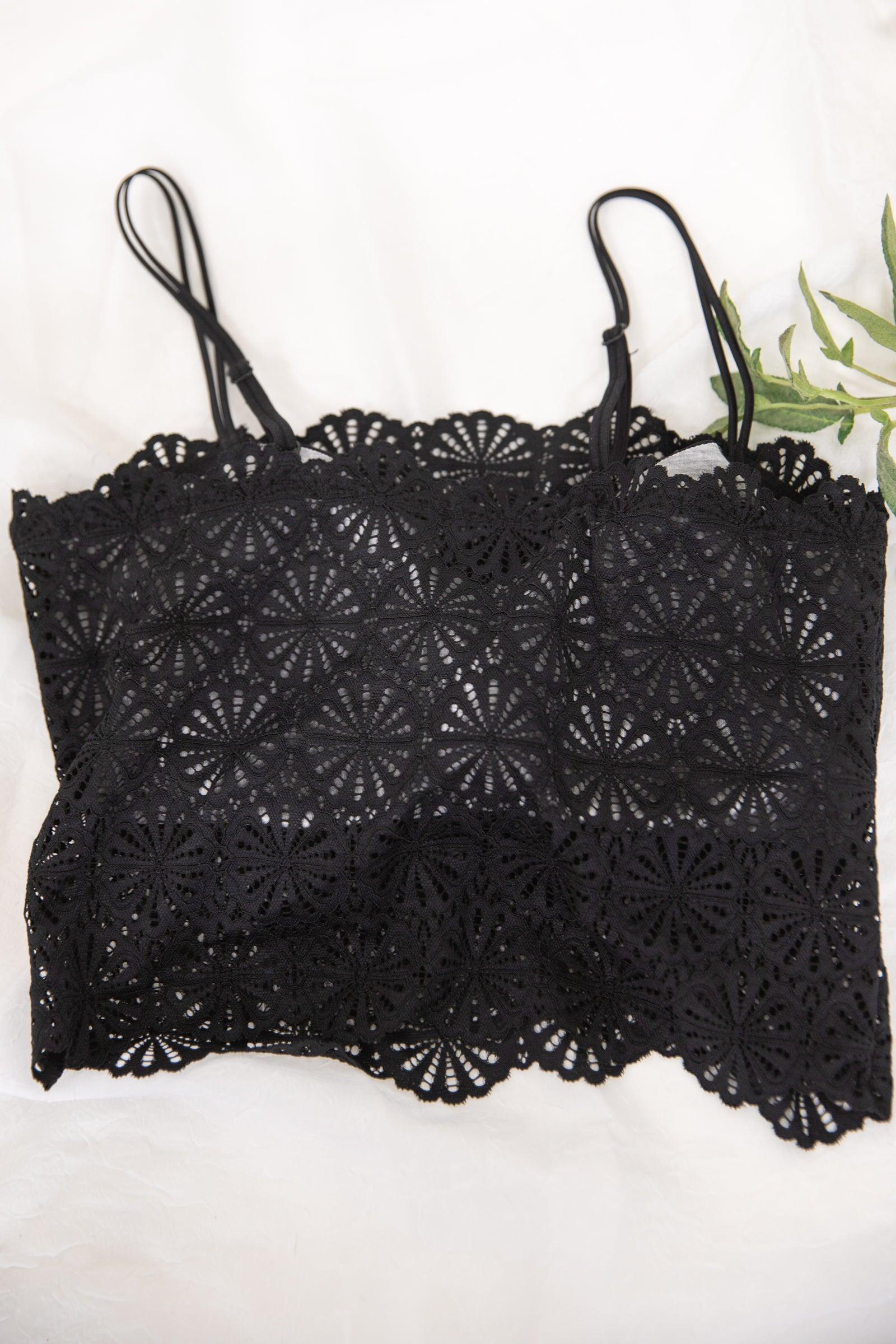 Black Scallop Lace Bralette Cami Product Image