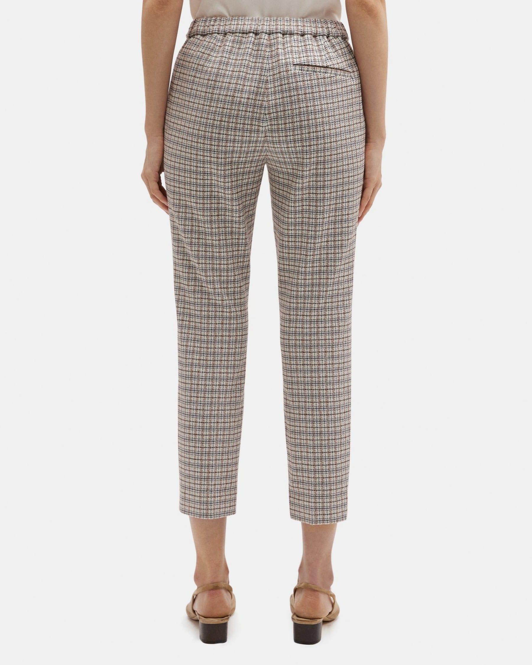 Slim Cropped Pull-On Pant in Plaid Knit Product Image