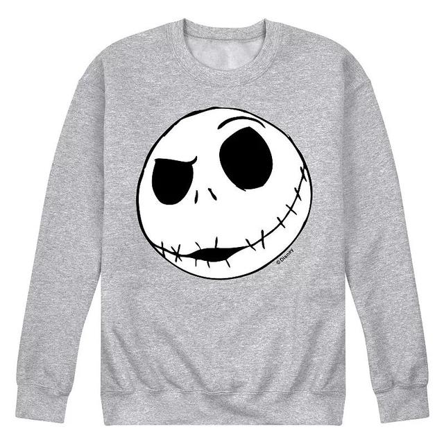 Disneys The Nightmare Before Christmas Jack Skellington Mens Face Fleece Sweatshirt Athletic Grey Product Image