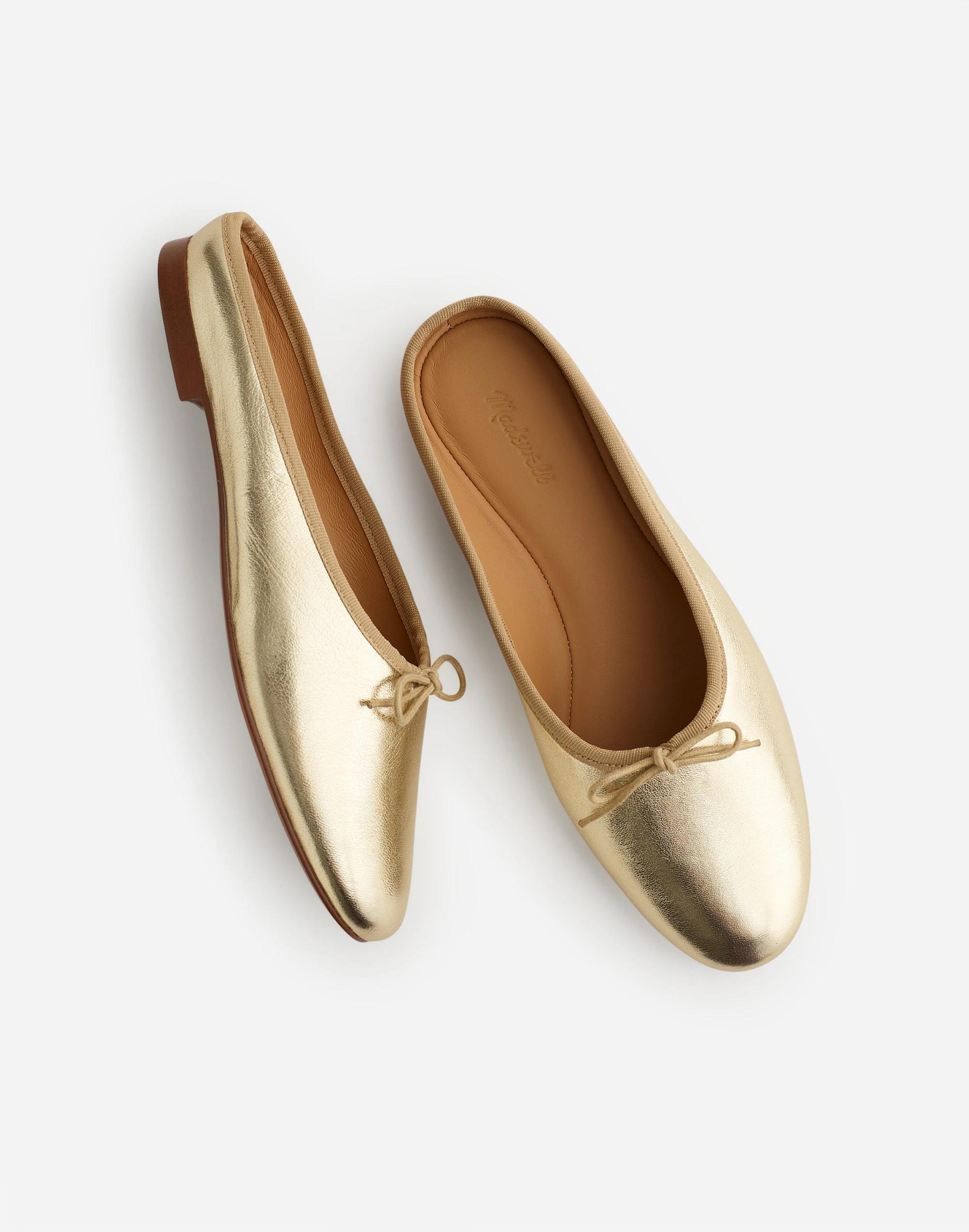 The April Ballet Flat Mule in Metallic Leather Product Image