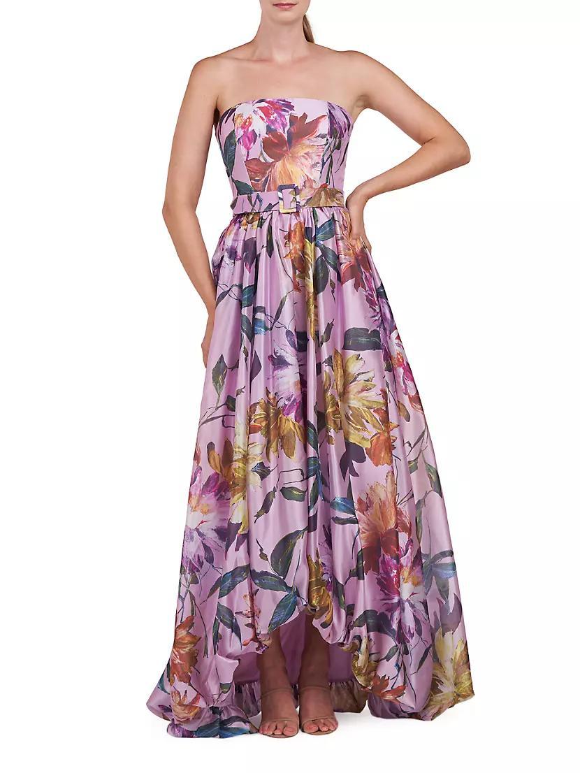 Evangeline Floral Organza Strapless Gown Product Image