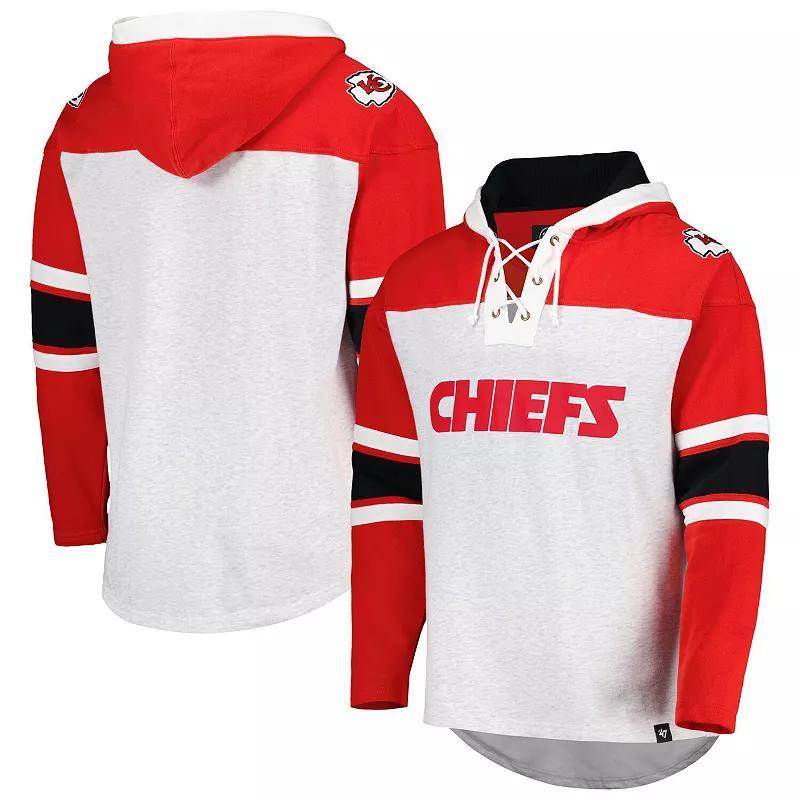 Mens 47 Kansas City Chiefs Heather Gray Gridiron Lace-Up Pullover Hoodie Product Image