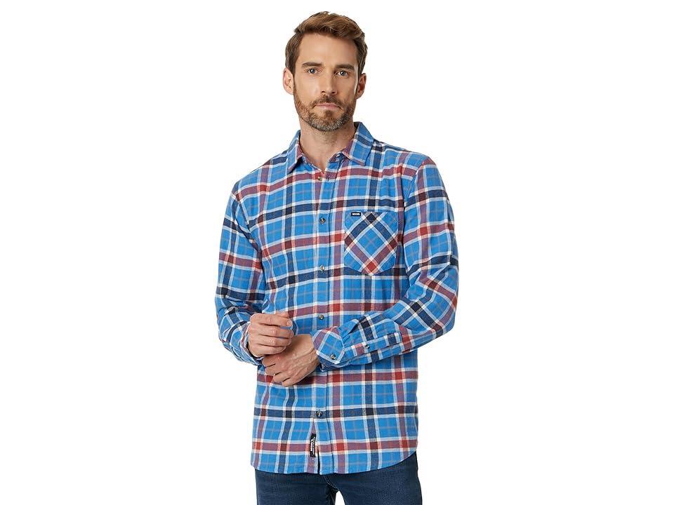 Rip Curl Checked In Flannel Shirt (Cobalt) Men's Clothing Product Image