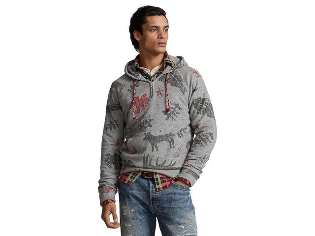 Polo Ralph Lauren Brushed Fleece Graphic Hoodie (Collegiate Heather) Men's Clothing Product Image