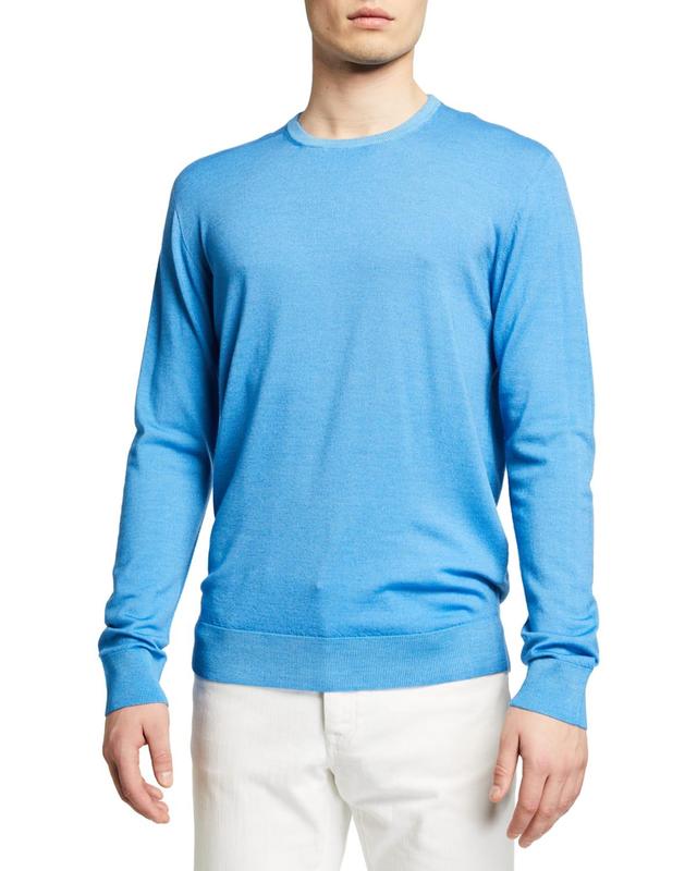 Corneliani Men's Garment-Washed Wool Sweater  - SAGE - Size: 50 EU (40 US) Product Image