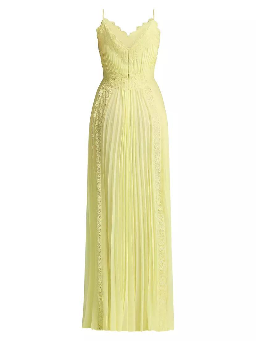 Lace-Trimmed Pleated Chiffon Gown Product Image