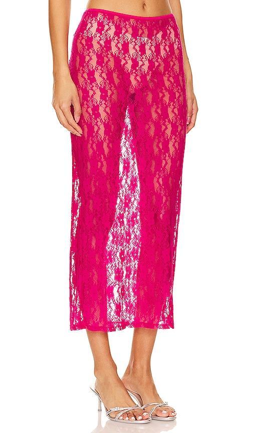 Lovers and Friends Lia Sheer Skirt in Fuchsia. Product Image