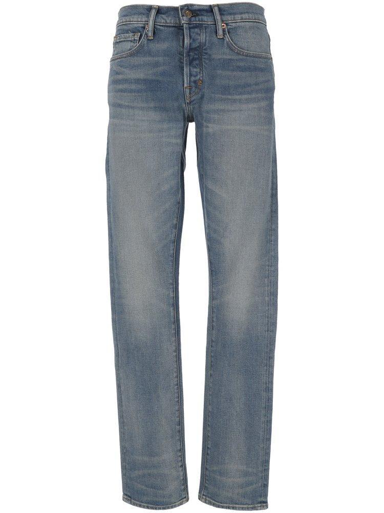 Broken Twill Slim Fit Denim Jeans In Blue Product Image