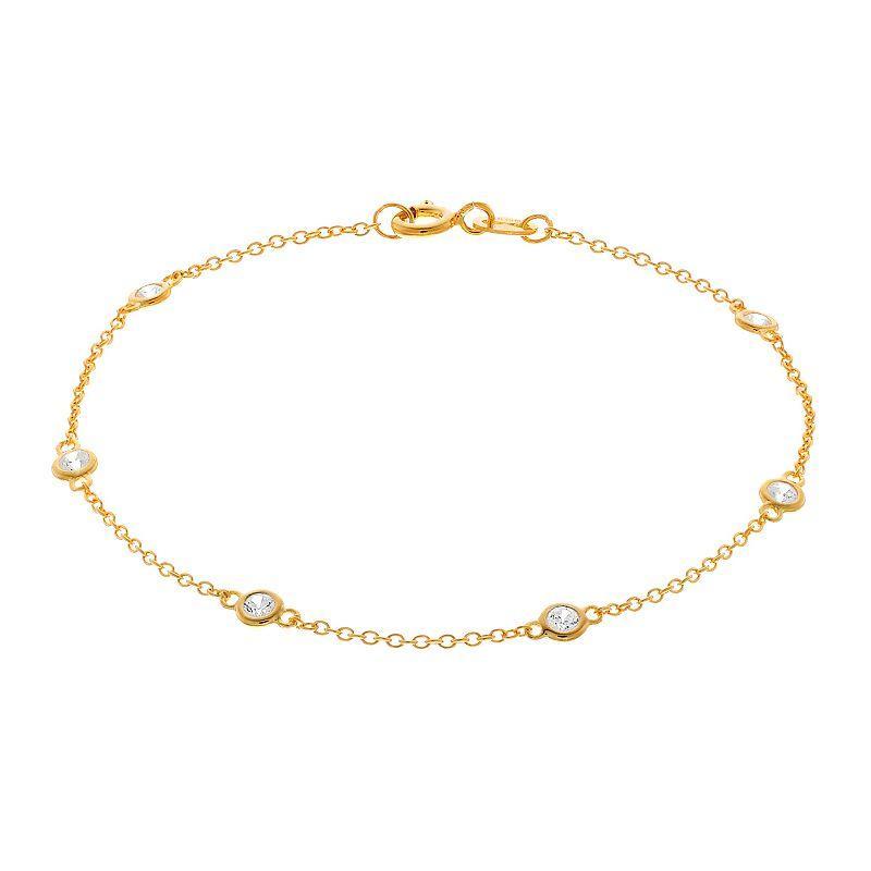 Rosabella 18k Gold Over Silver Cubic Zirconia Station Bracelet, Womens Gold Tone Product Image