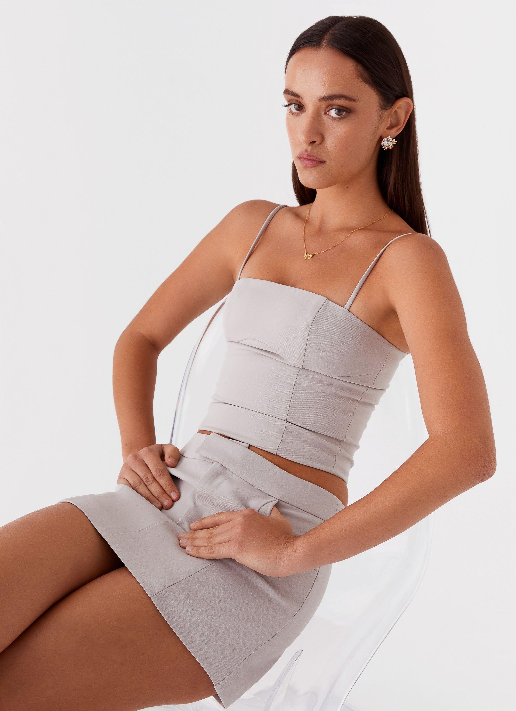 Eliana Crop Top - Grey Product Image