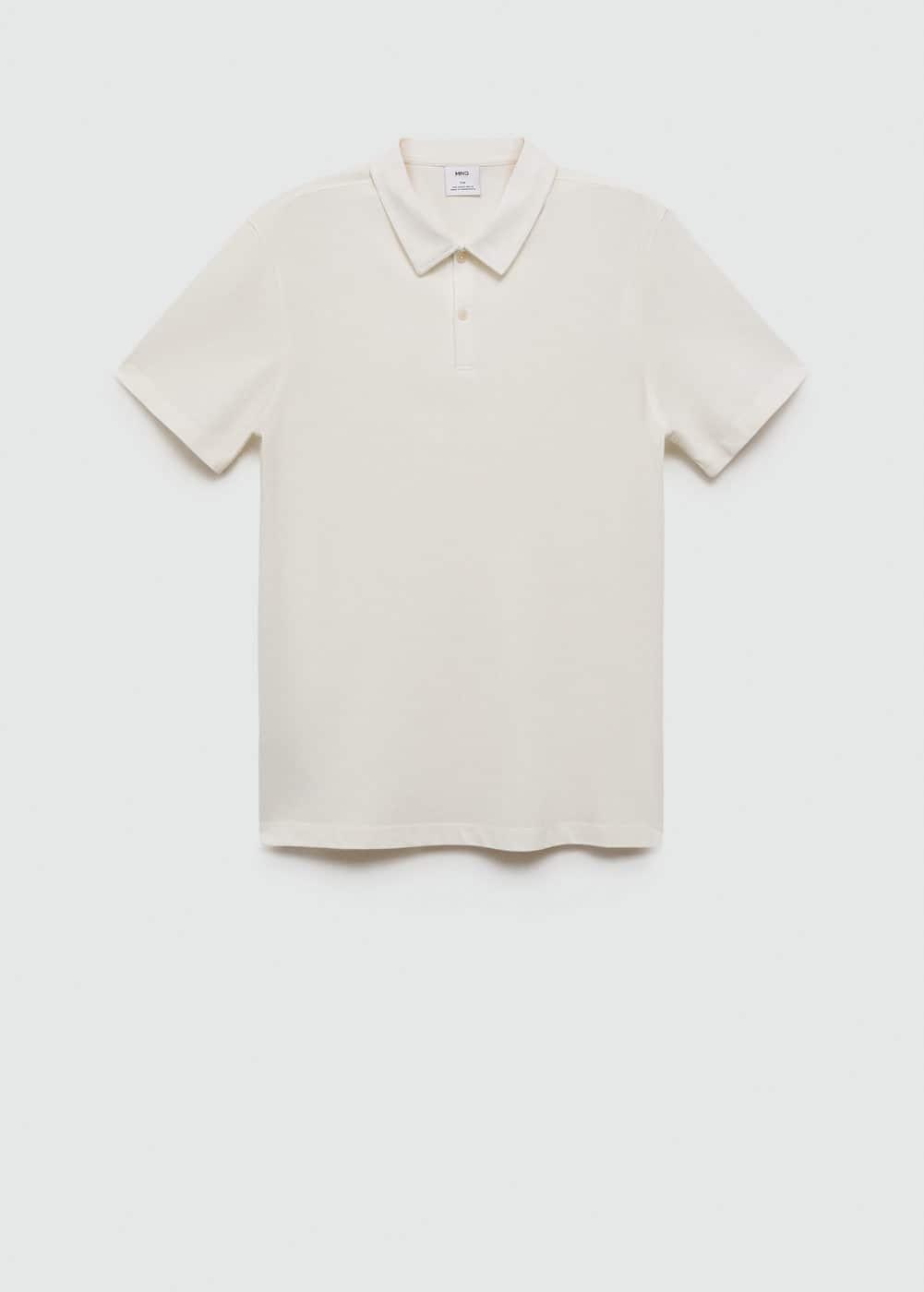 Slim-fit cotton piqué textured polo shirt - Men | MANGO USA Product Image