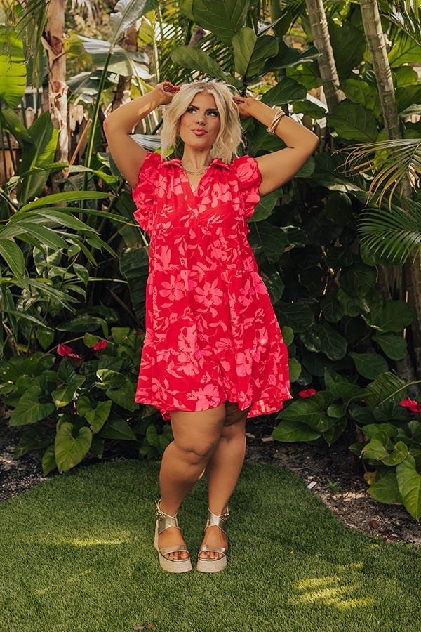 Cabana Date Floral Dress In Red Curves Product Image