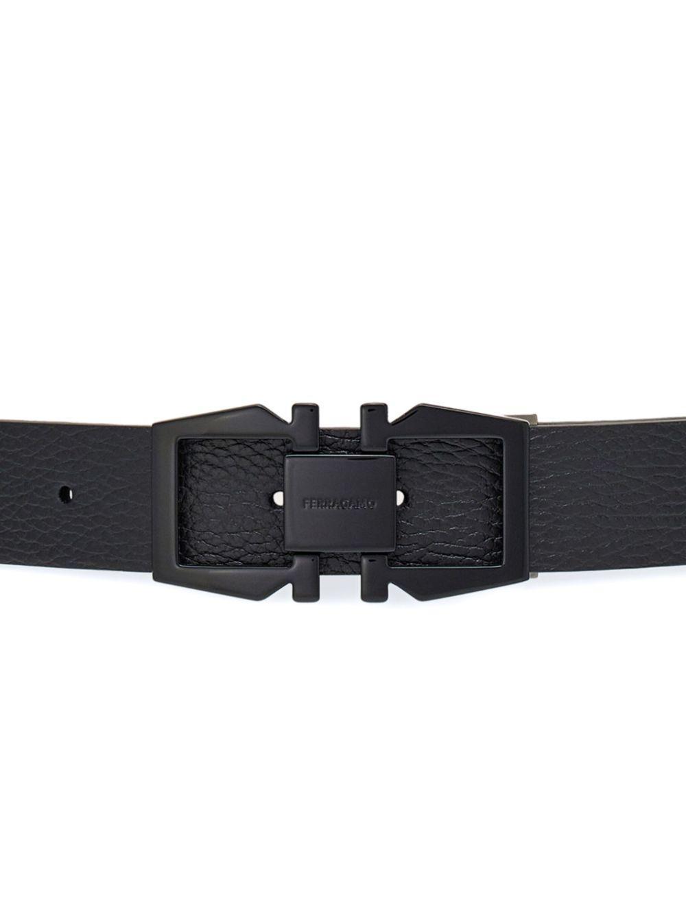 FERRAGAMO Reversible Gancini Leather Belt In Black Product Image