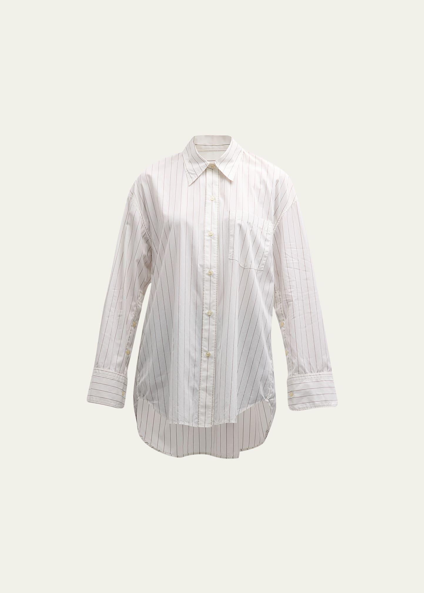 Cocoon Oversized Stripe Button-Front Shirt Product Image