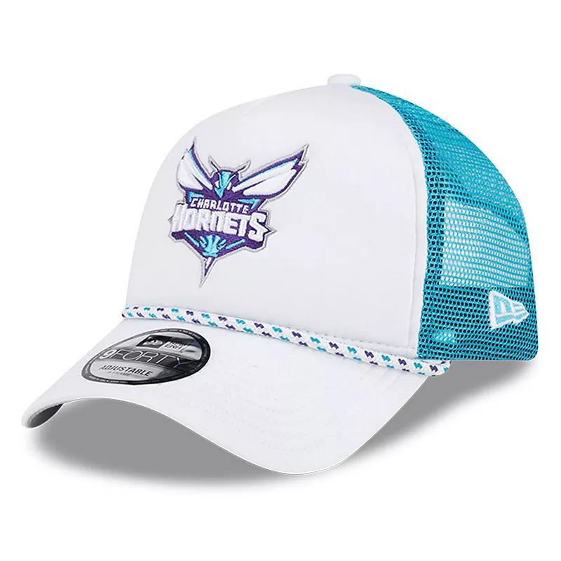 Mens New Era /Teal Charlotte Hornets Court Sport Foam A-Frame 9FORTY Adjustable Trucker Hat Product Image