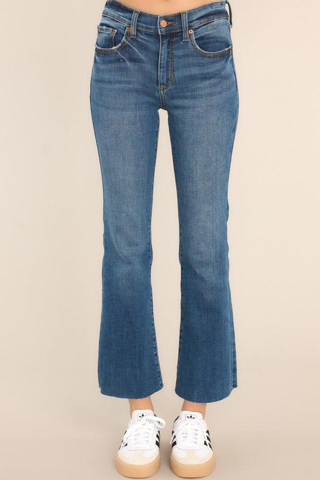 The Fun Side Medium Wash Cropped Flare Jeans Blue Product Image