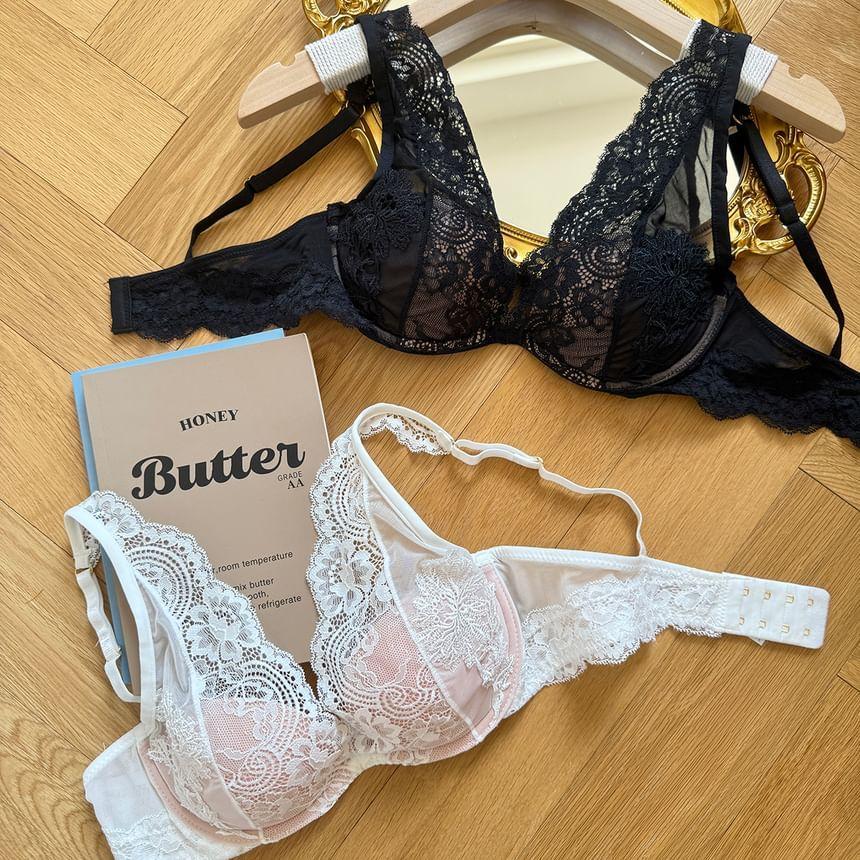 Lace Bra / Bikini Panty / Choker / Set Product Image