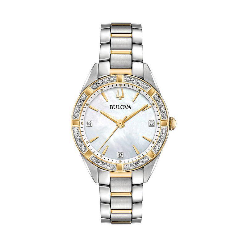 Bulova Womens Sutton Diamond (1/10 ct. t.w.) Two-Tone Stainless Steel Bracelet Watch 32.5mm - Two-Tone Product Image