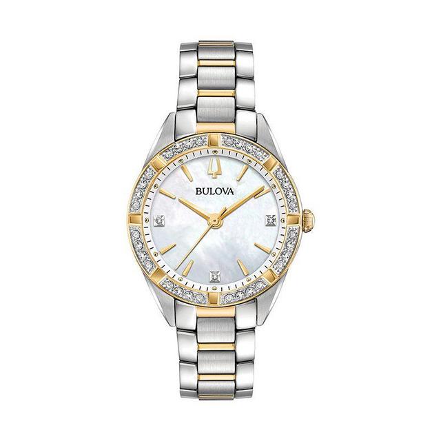 Bulova Womens Sutton Diamond (1/10 ct. t.w.) Two-Tone Stainless Steel Bracelet Watch 32.5mm - Two-Tone Product Image