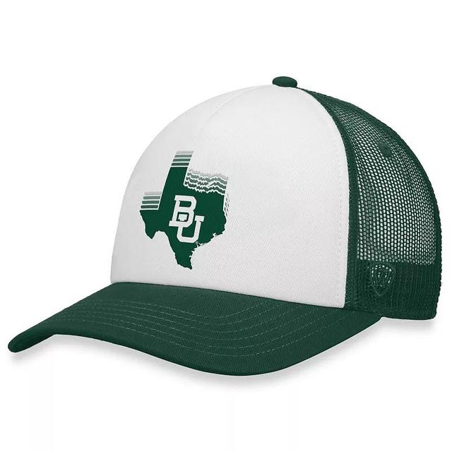 Mens Top of the World White/Green Baylor Bears Tone Down Trucker Snapback Hat Product Image