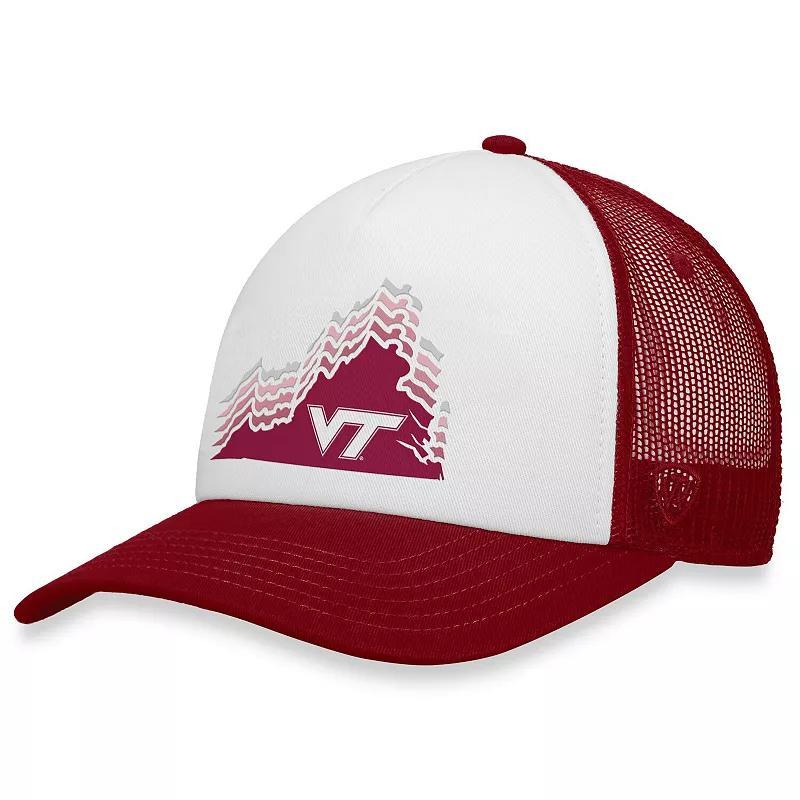 Mens Top of the World White Virginia Tech Hokies Tone Down Trucker Snapback Hat - White Product Image