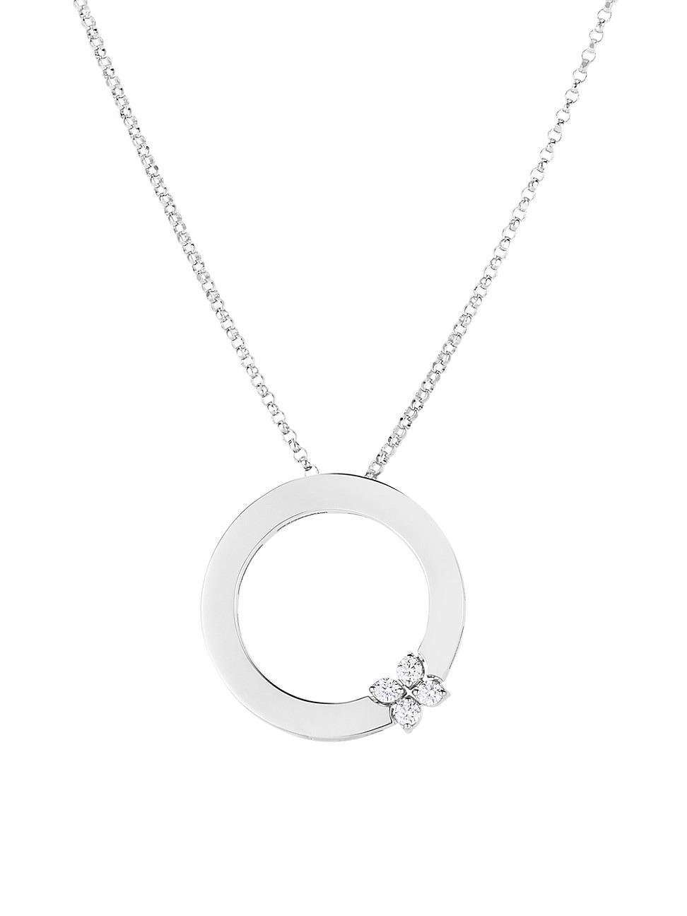 Womens Love In Verona 18K White Gold & Diamond Flower Circle Of Life Pendant Necklace Product Image