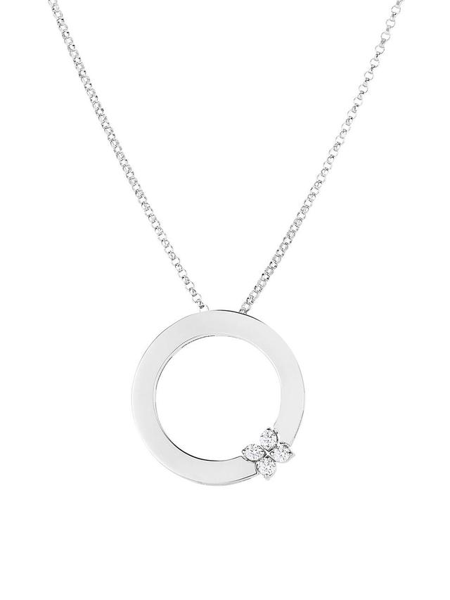 Womens Love In Verona 18K White Gold & Diamond Flower Circle Of Life Pendant Necklace Product Image