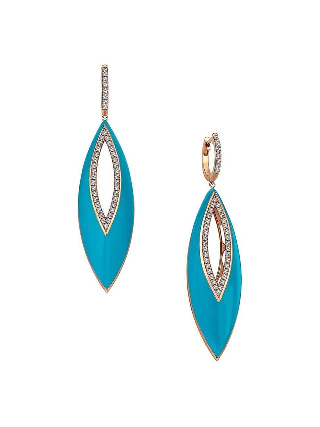 Womens Diamonds In Colours Ellipse 18K Rose Gold, Enamel & 0.51 TCW Diamond Drop Earrings Product Image