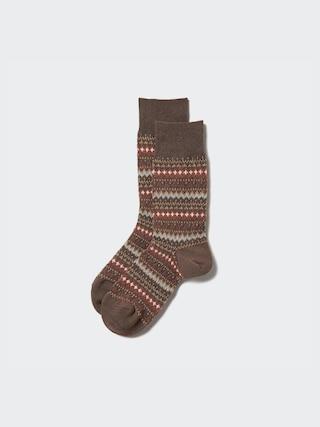 Mens Heattech Socks Fair Isle Brown US8-US11 UNIQLO US Product Image