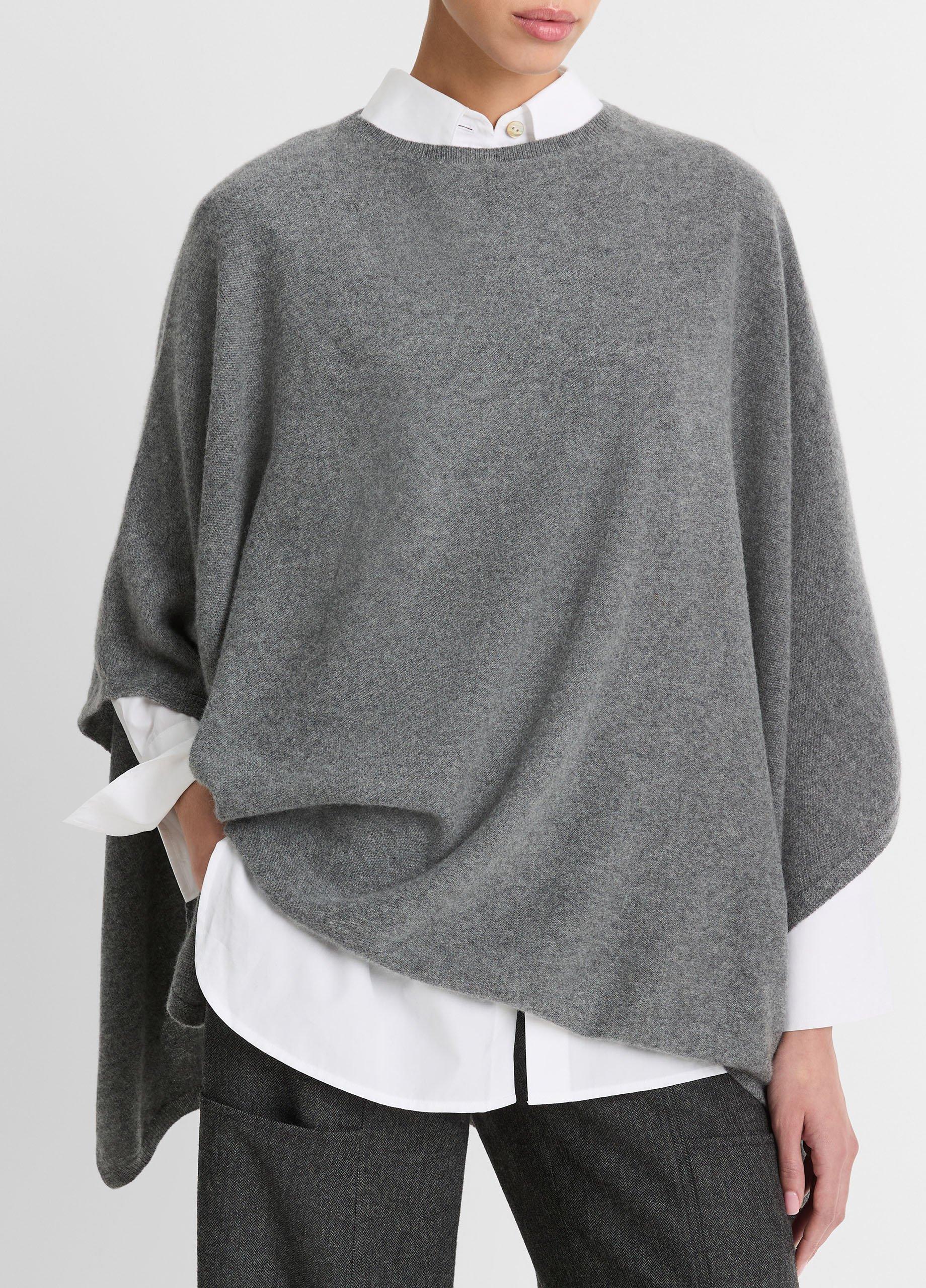 Reverse-Jersey Cashmere Boat-Neck Poncho Product Image