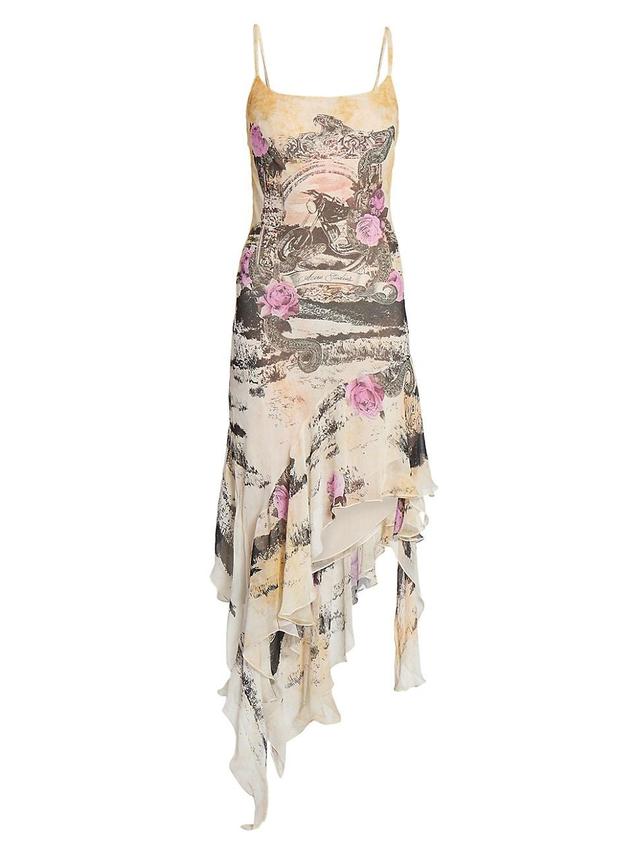 Womens Danella Snake Ruffled Midi-Dress Product Image