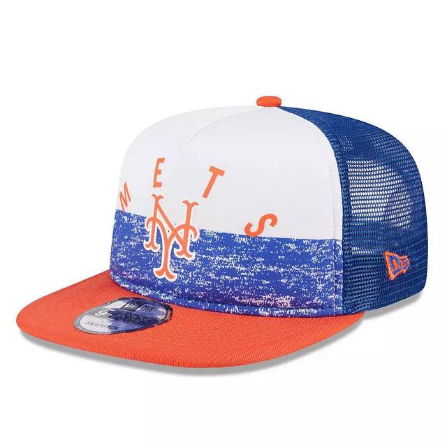 Mens New Era White/Orange New York Mets Team Foam Front A-Frame Trucker 9FIFTY Snapback Hat Product Image