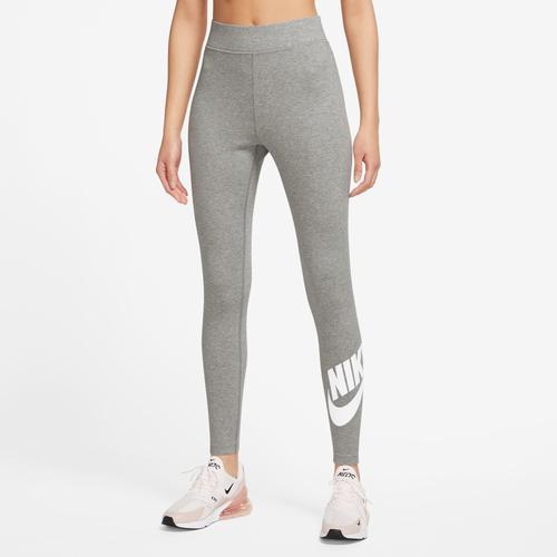 Nike Womens Nike NSW Classic Graphic HR Futura Tights - Womens Dark Grey Heather/White Product Image