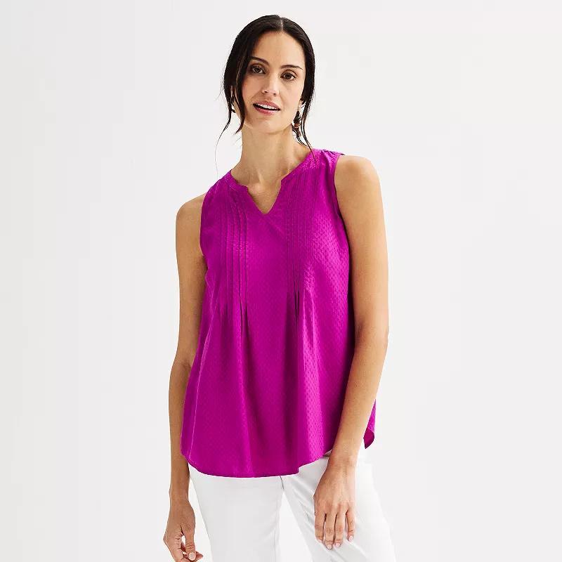 Womens Croft & Barrow Pintuck Sleeveless Shell Top Product Image