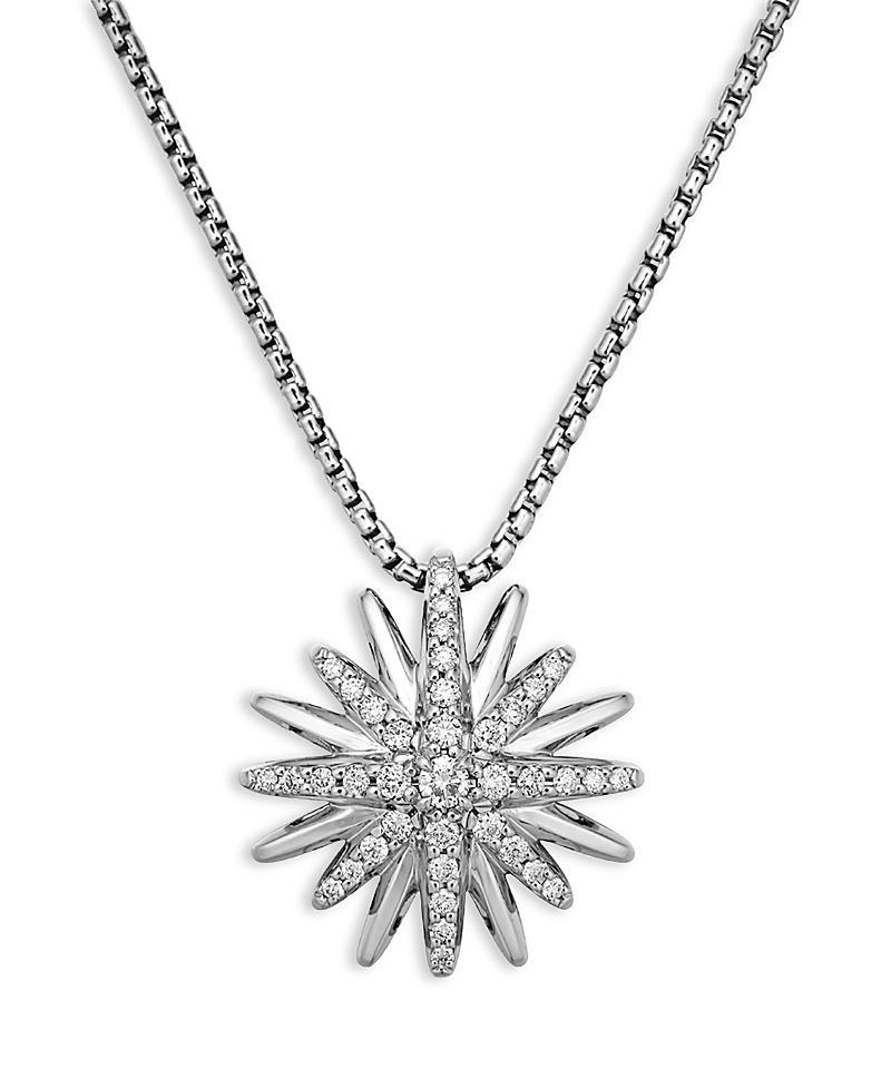 David Yurman Starburst Pendant Necklace in Sterling Silver with Pave Diamonds, 17-18 Product Image