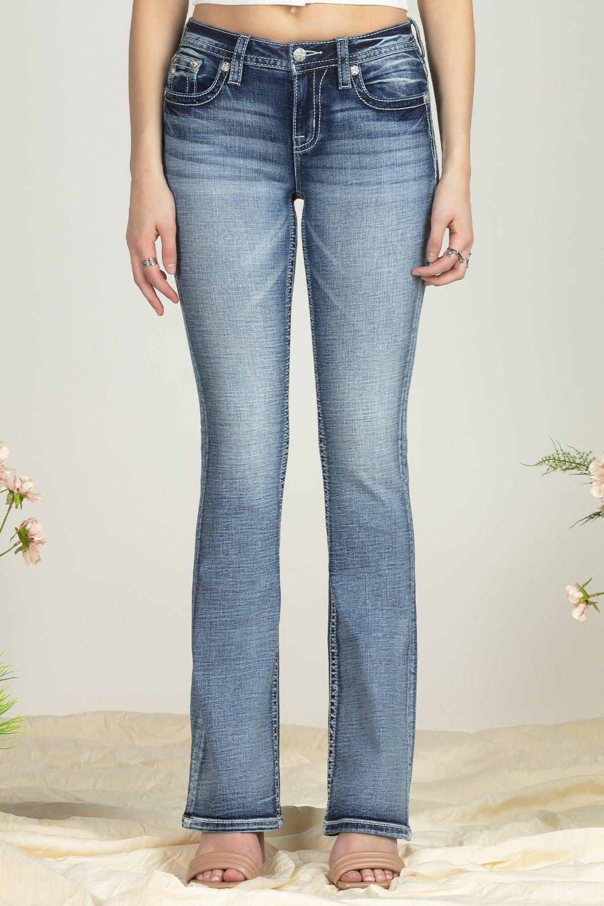 Bordered Leaves Bootcut Denim Product Image