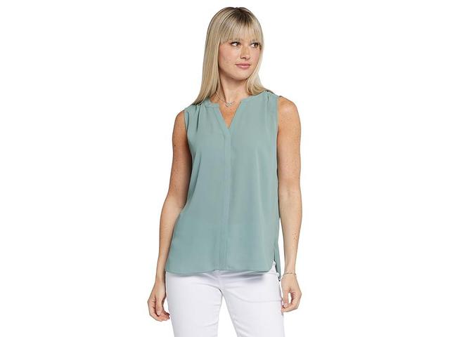 NYDJ Print Pleat Back Sleeveless Split Neck Blouse Product Image